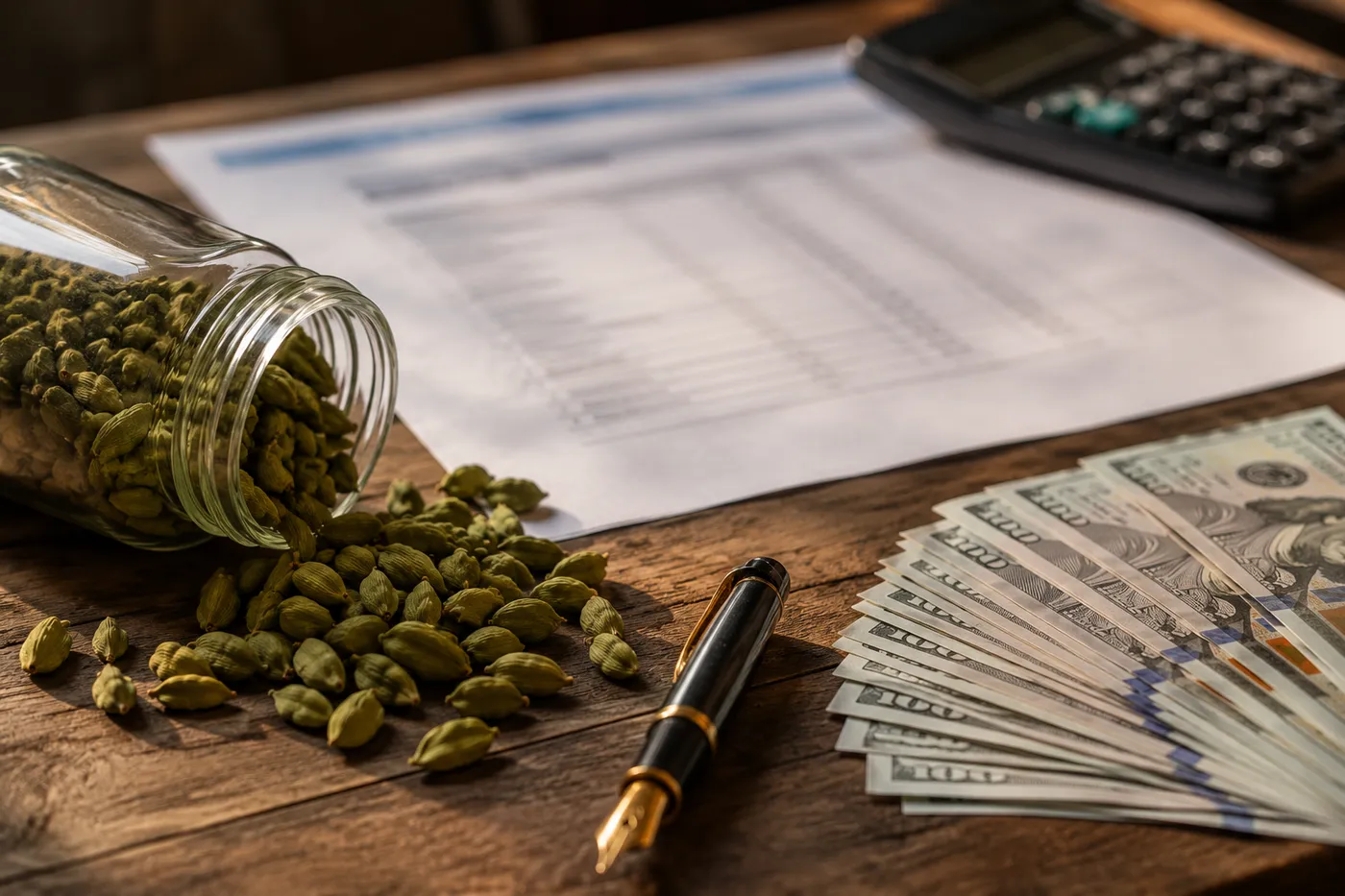Cardamom lot reviewed alongside a commercial quotation